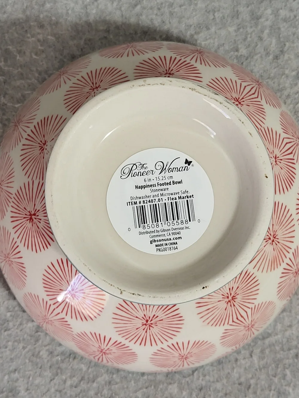 The Pioneer Woman Flea Market Happiness Footed Bowl Soup Cereal Farmhouse NEW